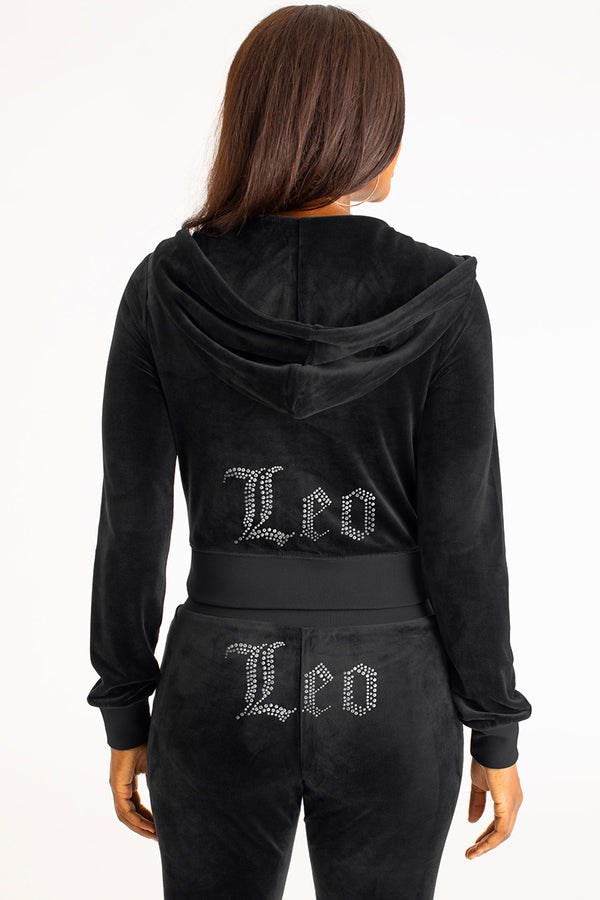 Juicy Couture Leo Customizable Big Bling Velour Hoodie