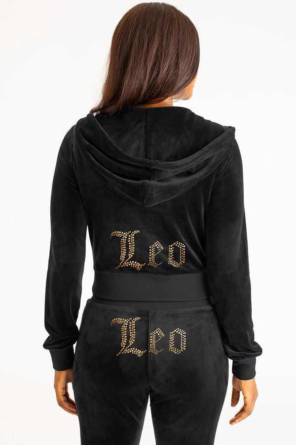 juicy couture Leo Customizable Big Bling Velour Hoodie
