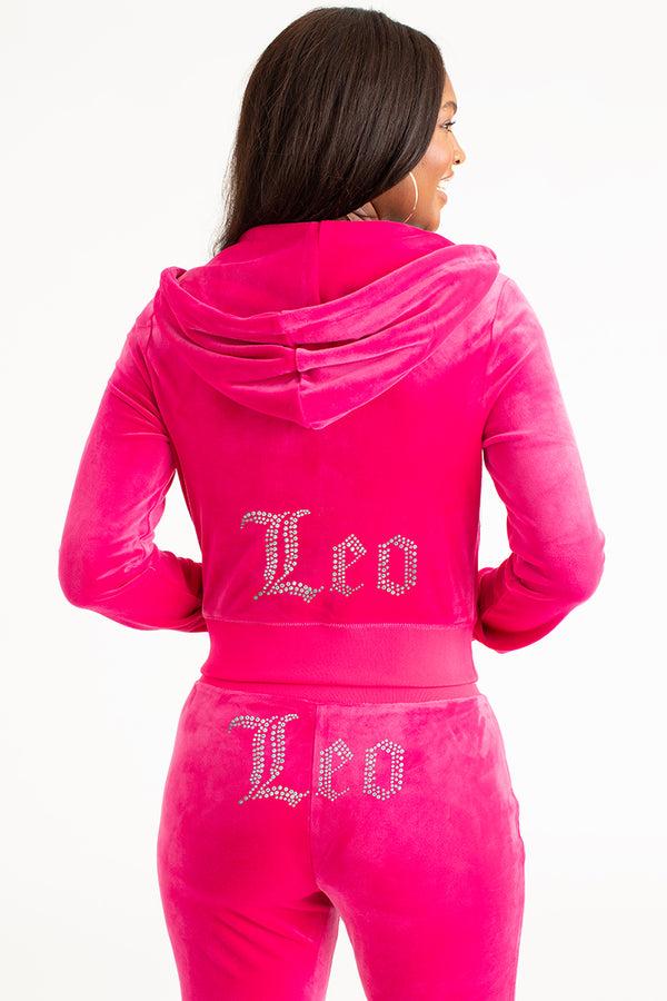 juicy couture Leo Customizable Big Bling Velour Hoodie