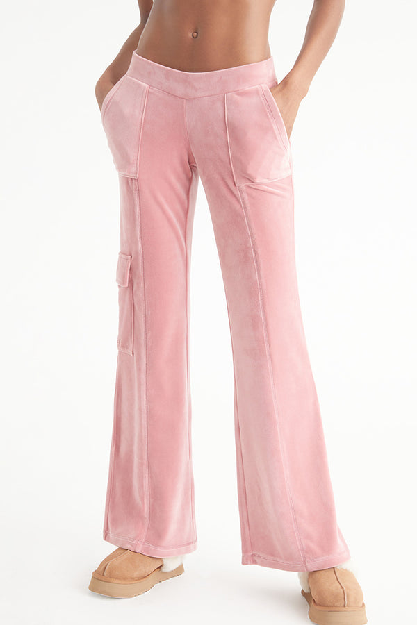 Juicy Couture Low Rise Snap Pocket Velour Cargo Pants