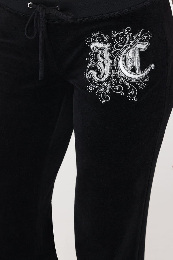 Juicy Couture Monogram Heritage Cotton Velour Track Pants