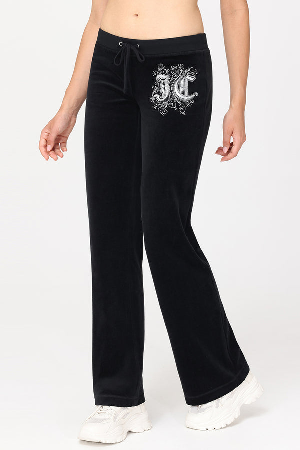 Juicy Couture Monogram Heritage Cotton Velour Track Pants