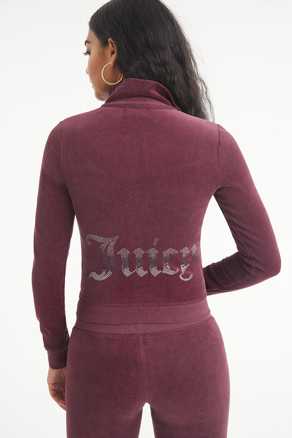 juicy couture Ombre Bling Cotton Velour Mockneck Track Jacket