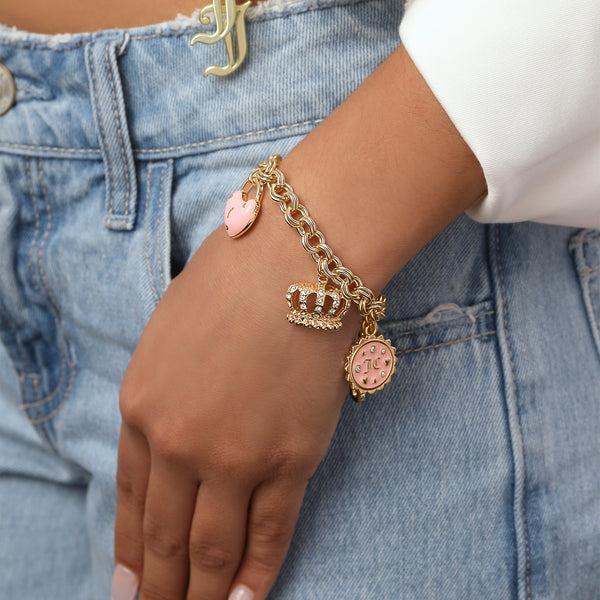 Juicy Couture Pink Charm Bracelet With Pave Accents