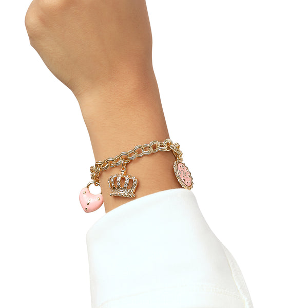 Juicy Couture Pink Charm Bracelet With Pave Accents