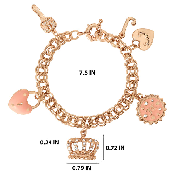 Juicy Couture Pink Charm Bracelet With Pave Accents