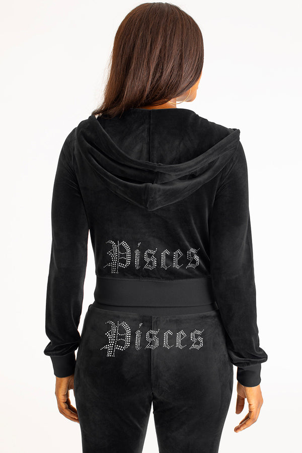 juicy couture Pisces Customizable Big Bling Velour Hoodie