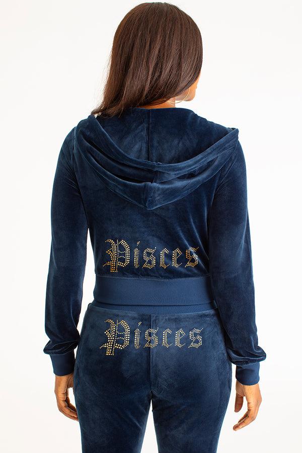 Juicy Couture Pisces Customizable Big Bling Velour Hoodie