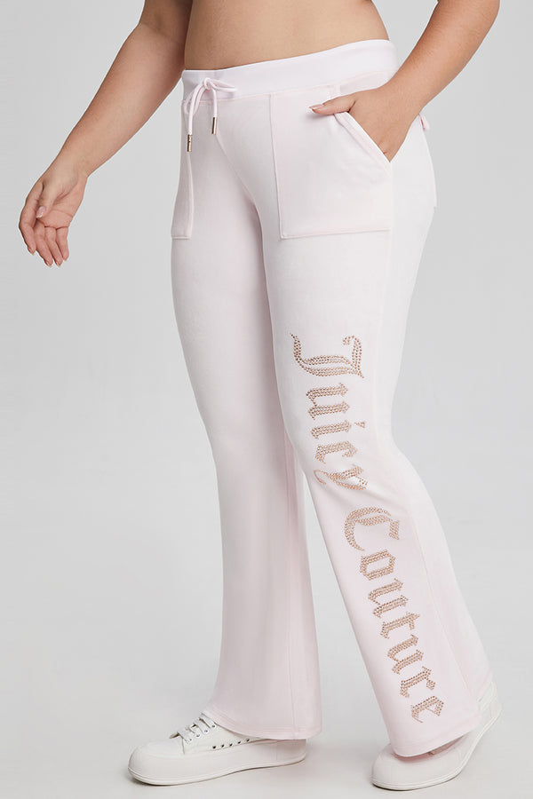Juicy Couture Plus-Size 30th Birthday Big Bling Snap Pocket Velour Pants