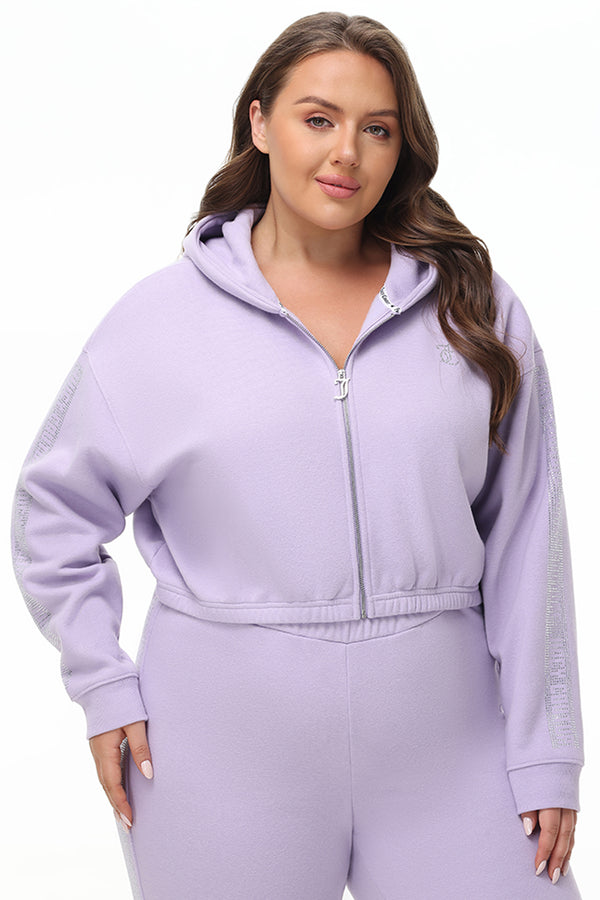 Juicy Couture Plus-Size Cropped Fleece Hoodie With Side Bling
