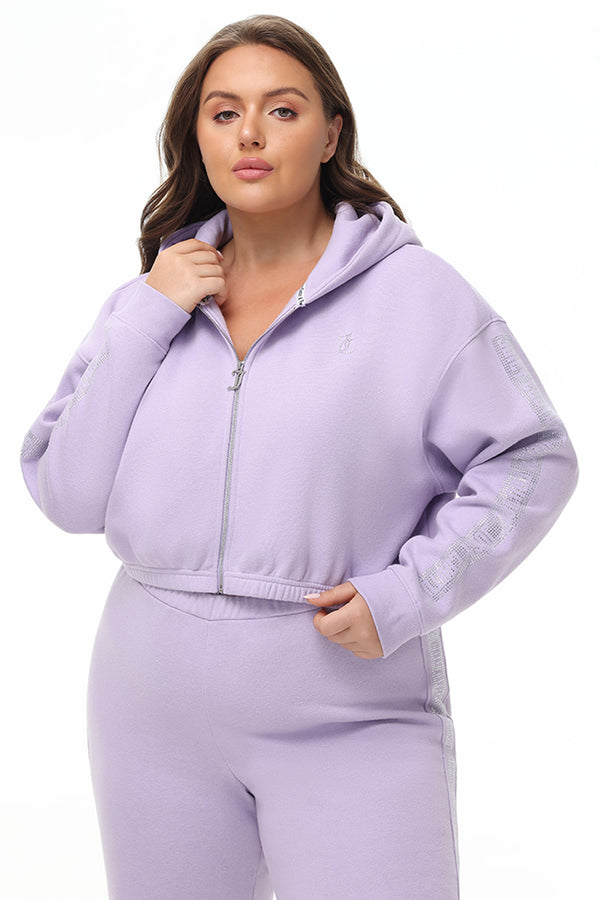 juicy couture Plus-Size Cropped Fleece Hoodie With Side Bling