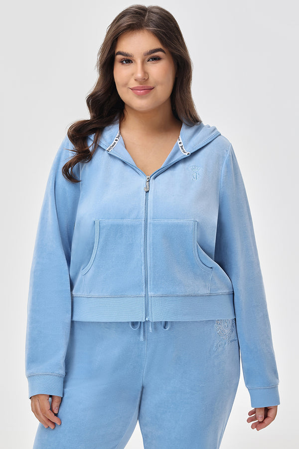 Juicy Couture Plus-Size Crown Heritage Cotton Velour Hoodie