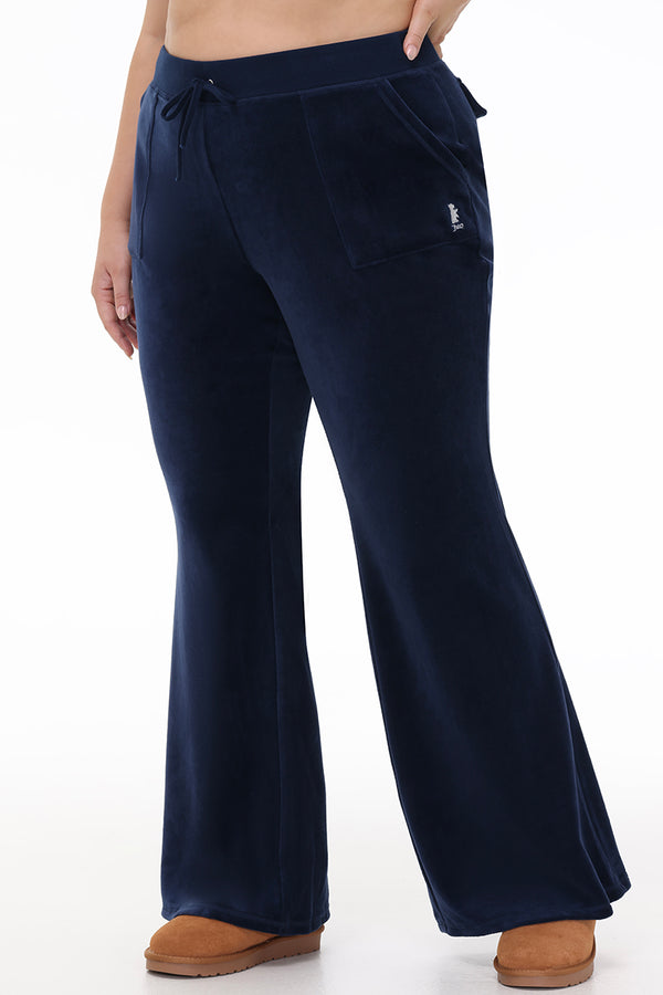 Juicy Couture Plus-Size Hollywood Scottie Snap Pocket Cotton Velour Track Pants