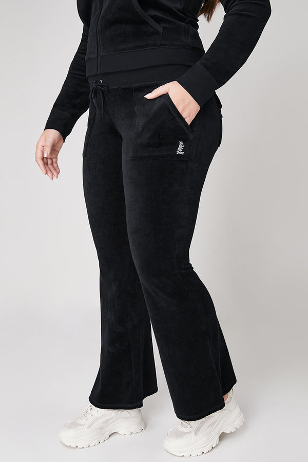 Juicy Couture Plus-Size Hollywood Scottie Snap Pocket Cotton Velour Track Pants