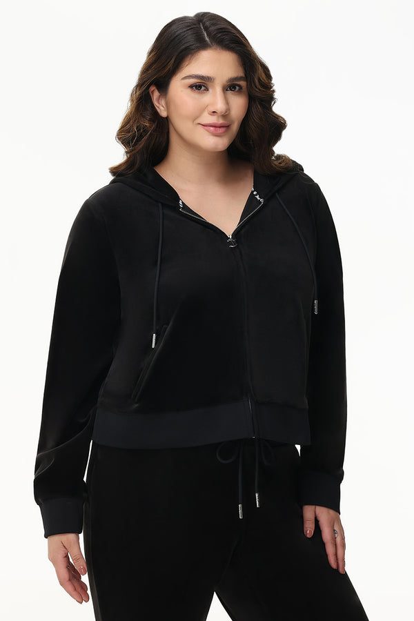 Juicy Couture Plus-Size Mixed Crystals Velour Hoodie