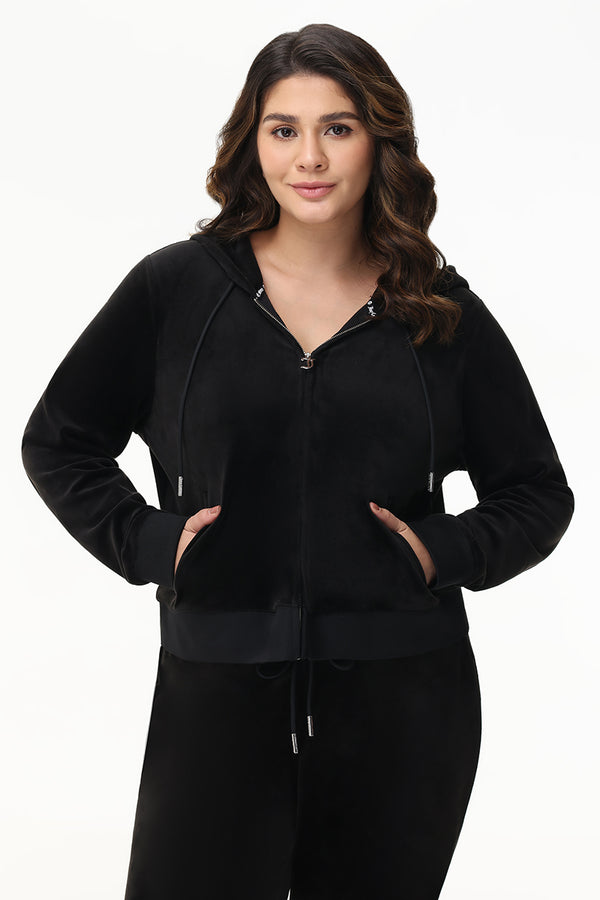 Juicy Couture Plus-Size Mixed Crystals Velour Hoodie