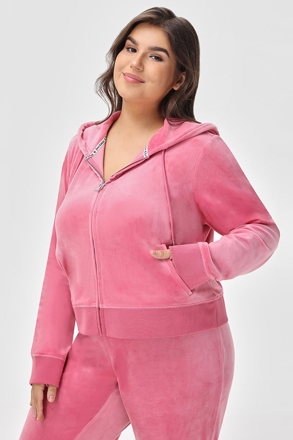 Juicy Couture Plus-Size Mixed Crystals Velour Hoodie