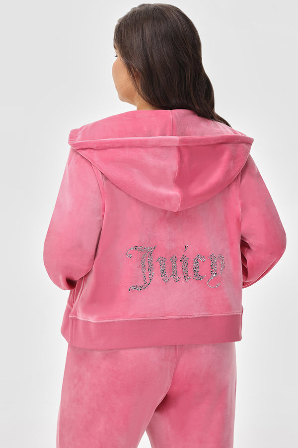 juicy couture Plus-Size Mixed Crystals Velour Hoodie