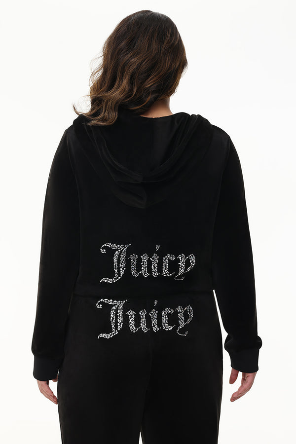 juicy couture Plus-Size Mixed Crystals Velour Hoodie