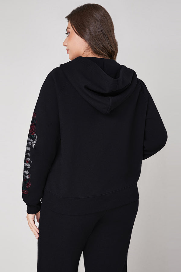 Juicy Couture Plus-Size Roses Oversized Zip Front Hoodie