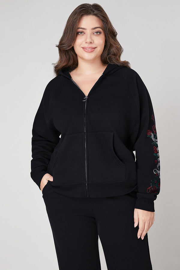 juicy couture Plus-Size Roses Oversized Zip Front Hoodie