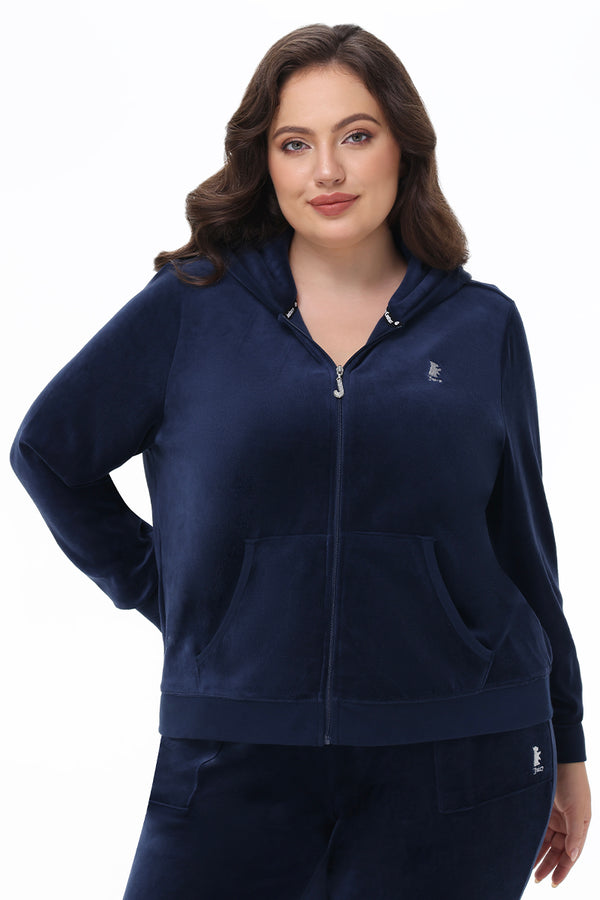 Juicy Couture Plus-Size Scottie Cotton Velour Hoodie