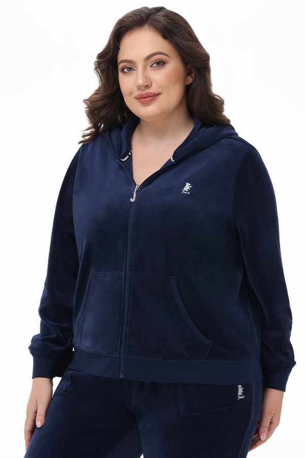 Juicy Couture Plus-Size Scottie Cotton Velour Hoodie