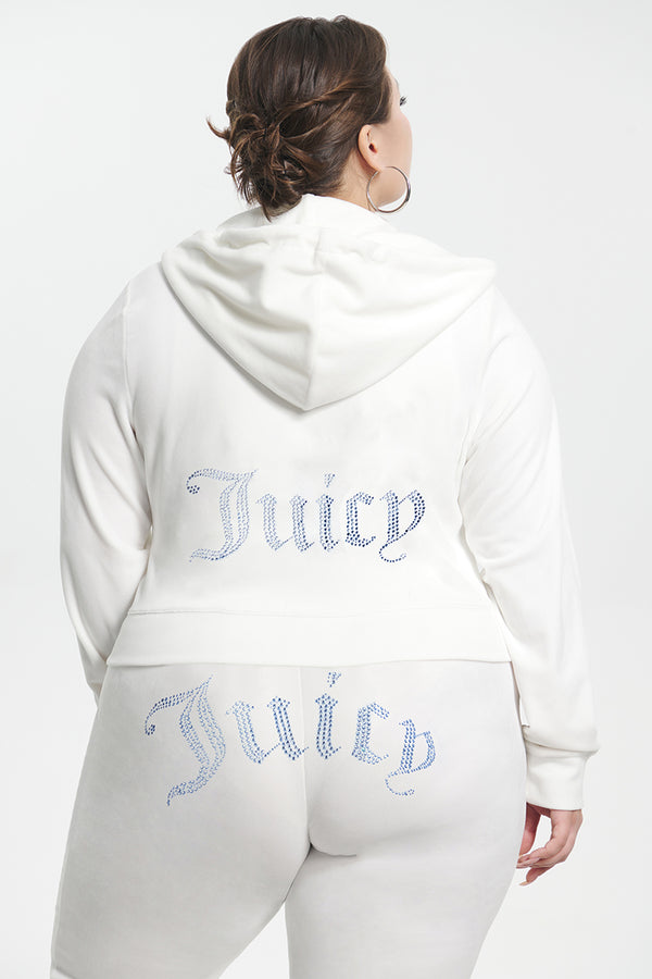 Juicy Couture Plus-Size Technicolor Customizable Big Bling Velour Hoodie