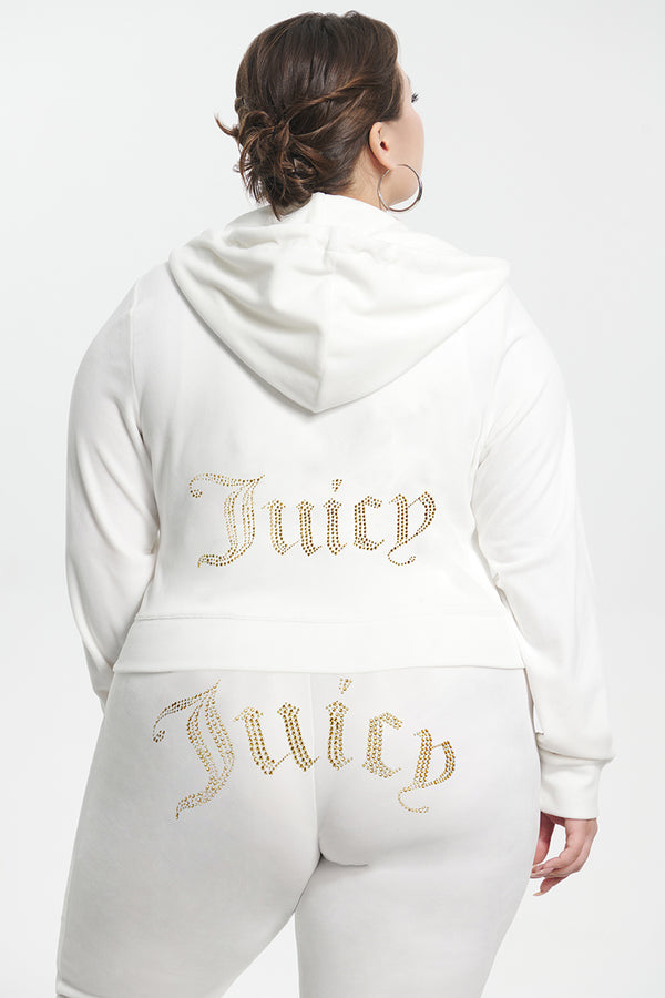 Juicy Couture Plus-Size Technicolor Customizable Big Bling Velour Hoodie