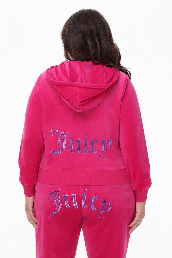 Juicy Couture Plus-Size Technicolor Customizable Big Bling Velour Hoodie