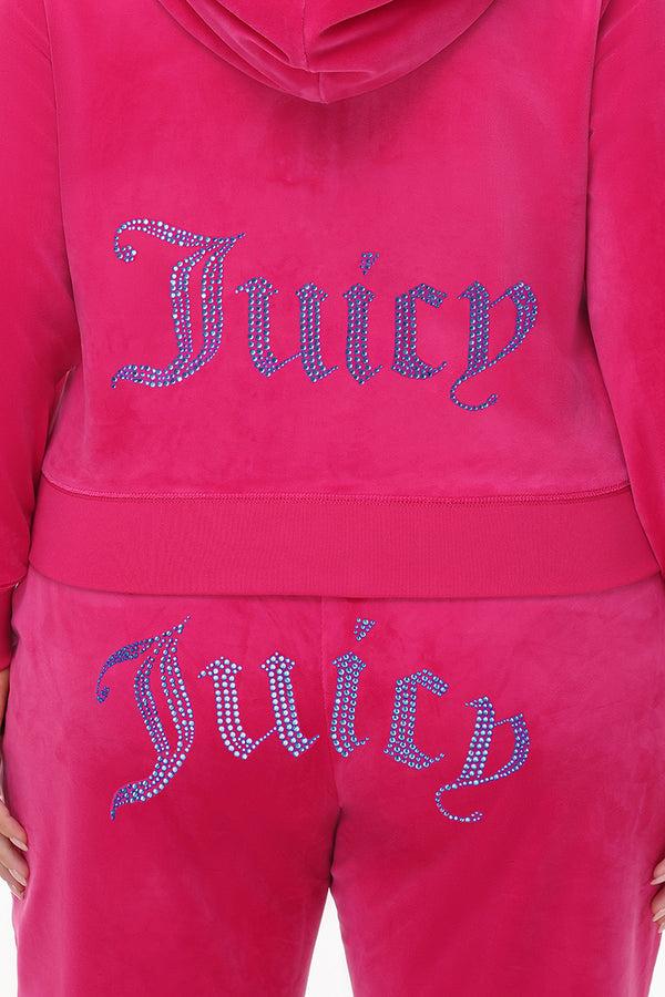 Juicy Couture Plus-Size Technicolor Customizable Big Bling Velour Hoodie