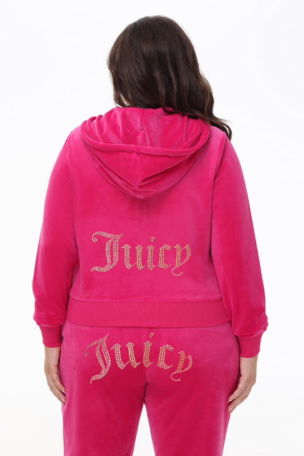 juicy couture Plus-Size Technicolor Customizable Big Bling Velour Hoodie