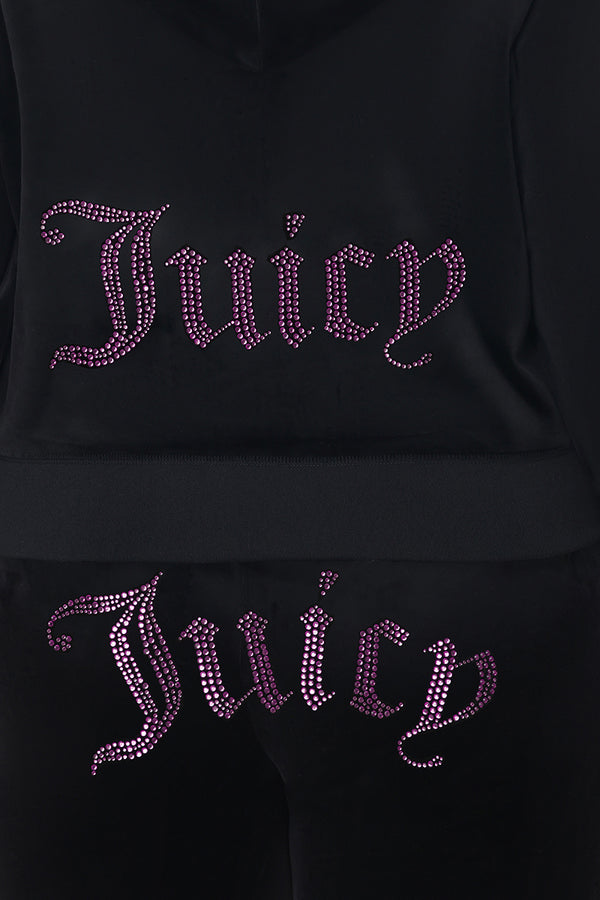 Juicy Couture Plus-Size Technicolor Customizable Big Bling Velour Hoodie