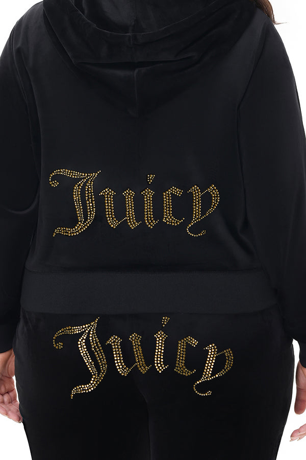Juicy Couture Plus-Size Technicolor Customizable Big Bling Velour Hoodie