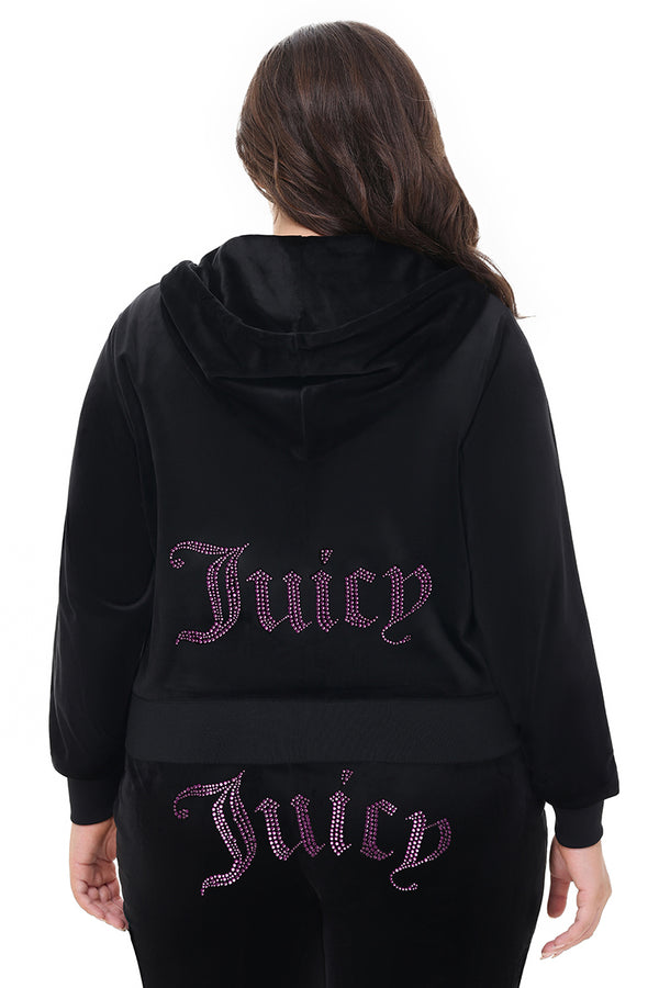 juicy couture Plus-Size Technicolor Customizable Big Bling Velour Hoodie