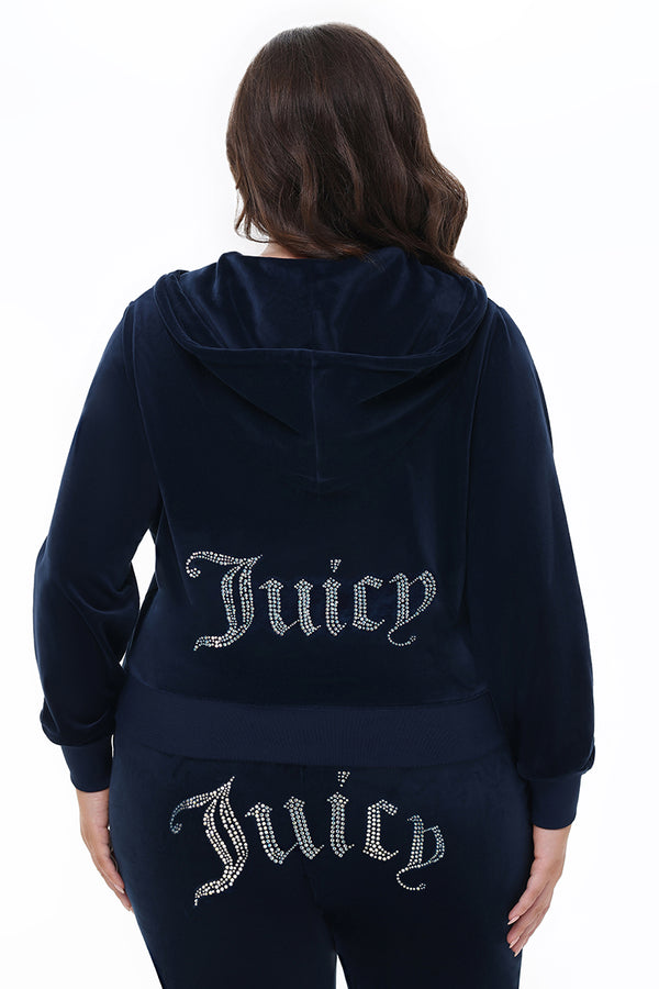 Juicy Couture Plus-Size Technicolor Customizable Big Bling Velour Hoodie