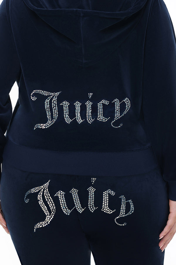 Juicy Couture Plus-Size Technicolor Customizable Big Bling Velour Hoodie