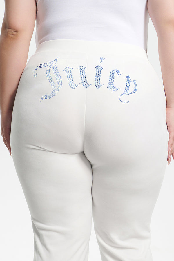 Juicy Couture Plus-Size Technicolor Customizable Big Bling Velour Track Pants
