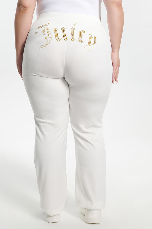 Juicy Couture Plus-Size Technicolor Customizable Big Bling Velour Track Pants