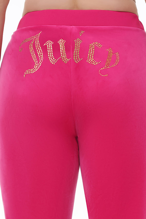 Juicy Couture Plus-Size Technicolor Customizable Big Bling Velour Track Pants