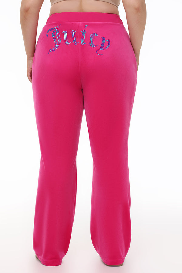 Juicy Couture Plus-Size Technicolor Customizable Big Bling Velour Track Pants