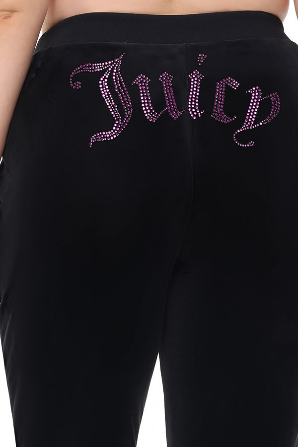 Juicy Couture Plus-Size Technicolor Customizable Big Bling Velour Track Pants