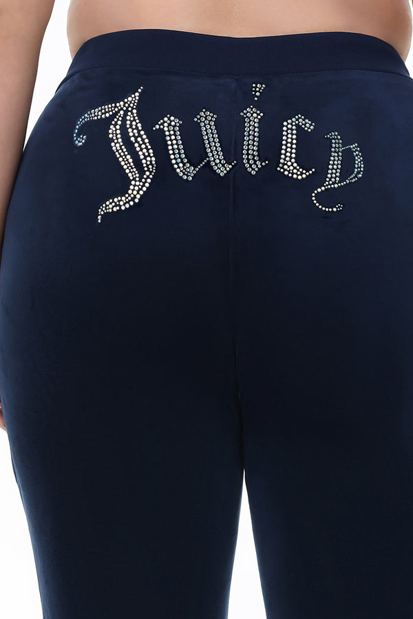Juicy Couture Plus-Size Technicolor Customizable Big Bling Velour Track Pants