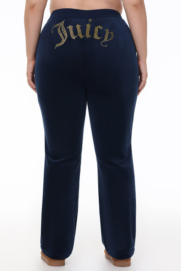Juicy Couture Plus-Size Technicolor Customizable Big Bling Velour Track Pants
