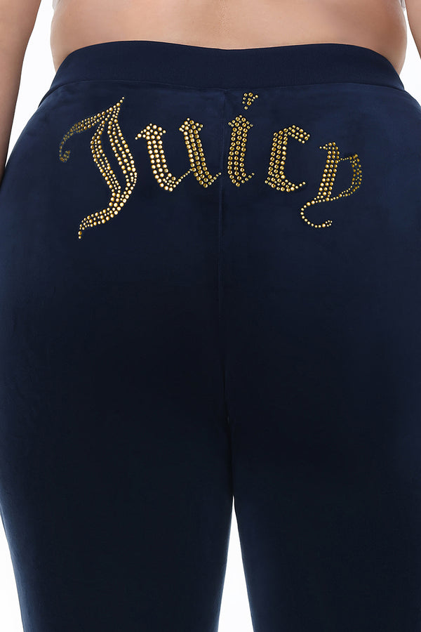 Juicy Couture Plus-Size Technicolor Customizable Big Bling Velour Track Pants