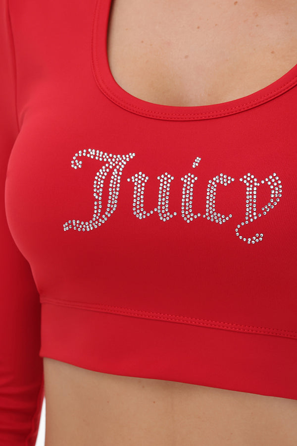 Juicy Couture Small Bling Knit Cropped Long Sleeve Baby Tee