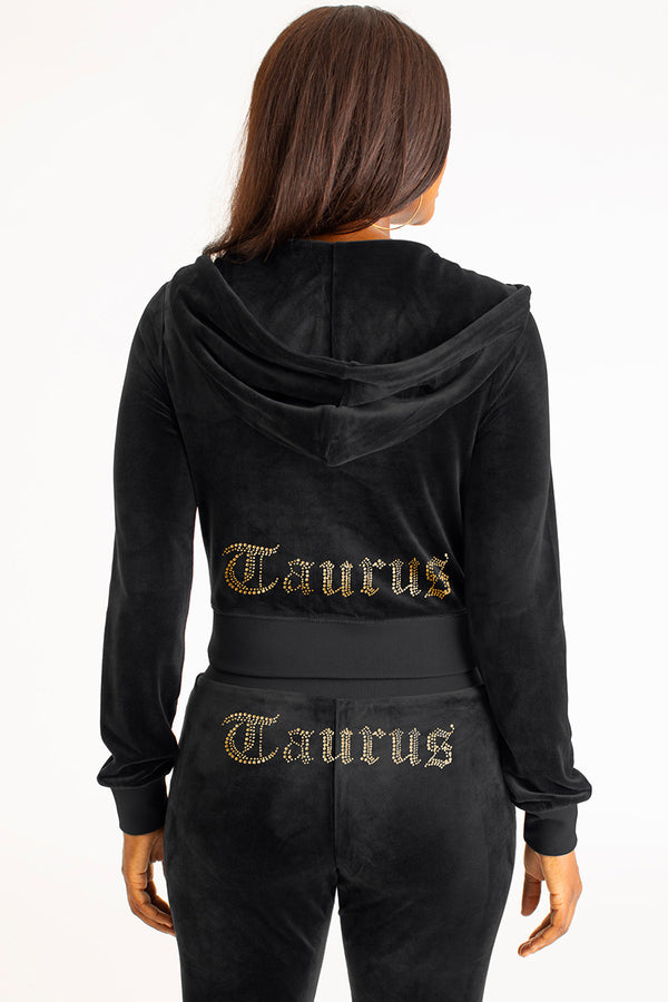 Juicy Couture Taurus Customizable Big Bling Velour Hoodie