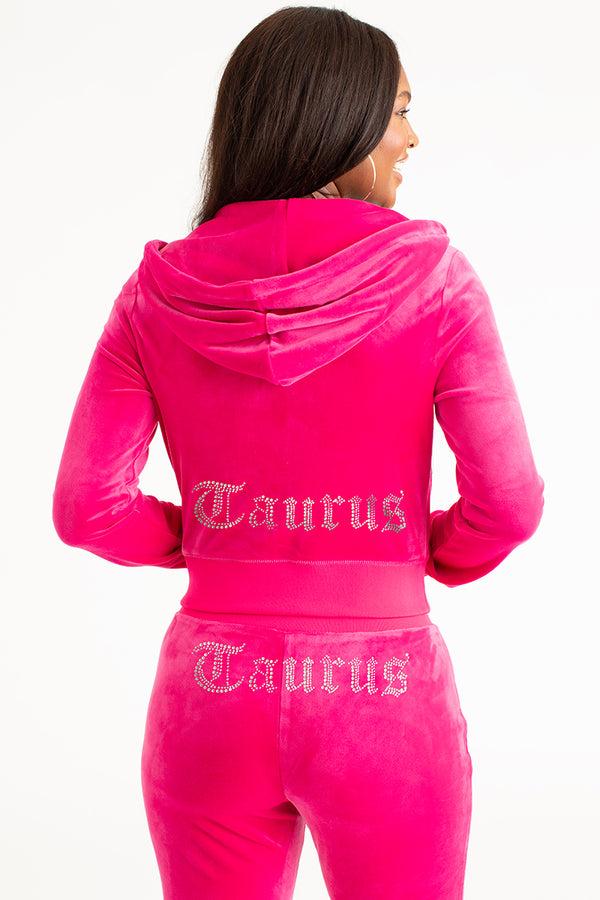 juicy couture Taurus Customizable Big Bling Velour Hoodie