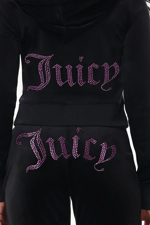 Juicy Couture Technicolor Customizable Big Bling Velour Hoodie