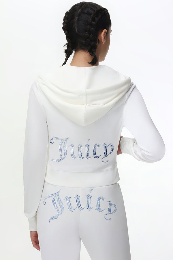 juicy couture Technicolor Customizable Big Bling Velour Hoodie
